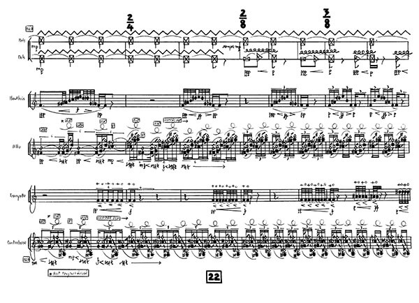 Bowling bowls by Clara Maïda, excerpt from score