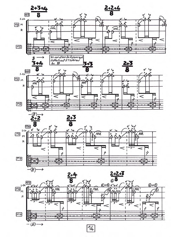 Gitter für Gitarre by Clara Maïda, excerpt from score